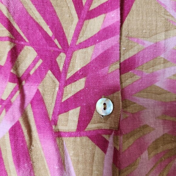 Caroline Kendrick Set Maxi Dress/Button Up Top Linen Blend Pink Tropical 14/M - Picture 15 of 16